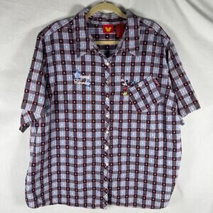 Disney Women's 26W/28W Mickey "Original Superstar" Button-Up Short Sleeve Shirt